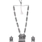 VOJ Oxidized Silver-Plated Stone-Studded Beaded Long Jewellery Set - Swadesiicart