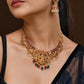VOJ Gold Polished Beaded Temple Jewellery Set - Swadesiicart