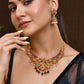 VOJ Gold Polished Beaded Temple Jewellery Set - Swadesiicart