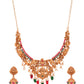 VOJ Gold Polished Beaded Temple Jewellery Set - Swadesiicart