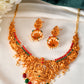 VOJ Gold Polished Beaded Temple Jewellery Set - Swadesiicart