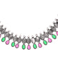 VOJ Oxidized Silver Toned Green And Pink Stone Studded Jewellery Set - Swadesiicart
