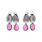VOJ Oxidized Silver Toned Green And Pink Stone Studded Jewellery Set - Swadesiicart