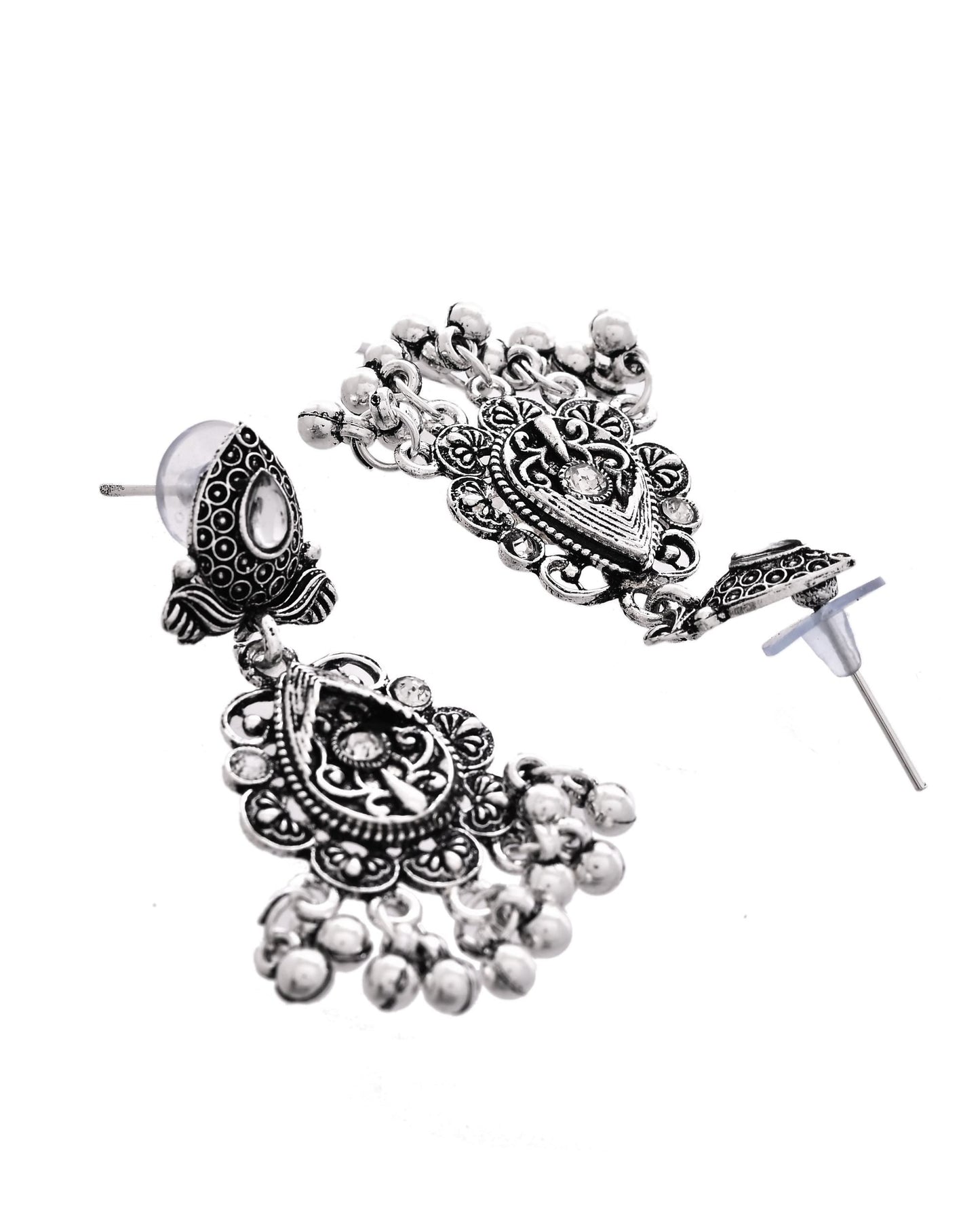 VOJ Oxidized Silver-Plated Artificial Beaded Long Jewellery Set - Swadesiicart
