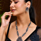 VOJ Oxidized Silver-Plated Artificial Stone And Beaded Long Jewellery Set - Swadesiicart