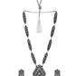 VOJ Oxidized Silver-Plated Artificial Stone And Beaded Long Jewellery Set - Swadesiicart