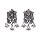 VOJ Oxidized Silver-Plated Artificial Stone And Beaded Long Jewellery Set - Swadesiicart