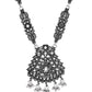 VOJ Oxidized Silver-Plated Artificial Stone And Beaded Long Jewellery Set - Swadesiicart