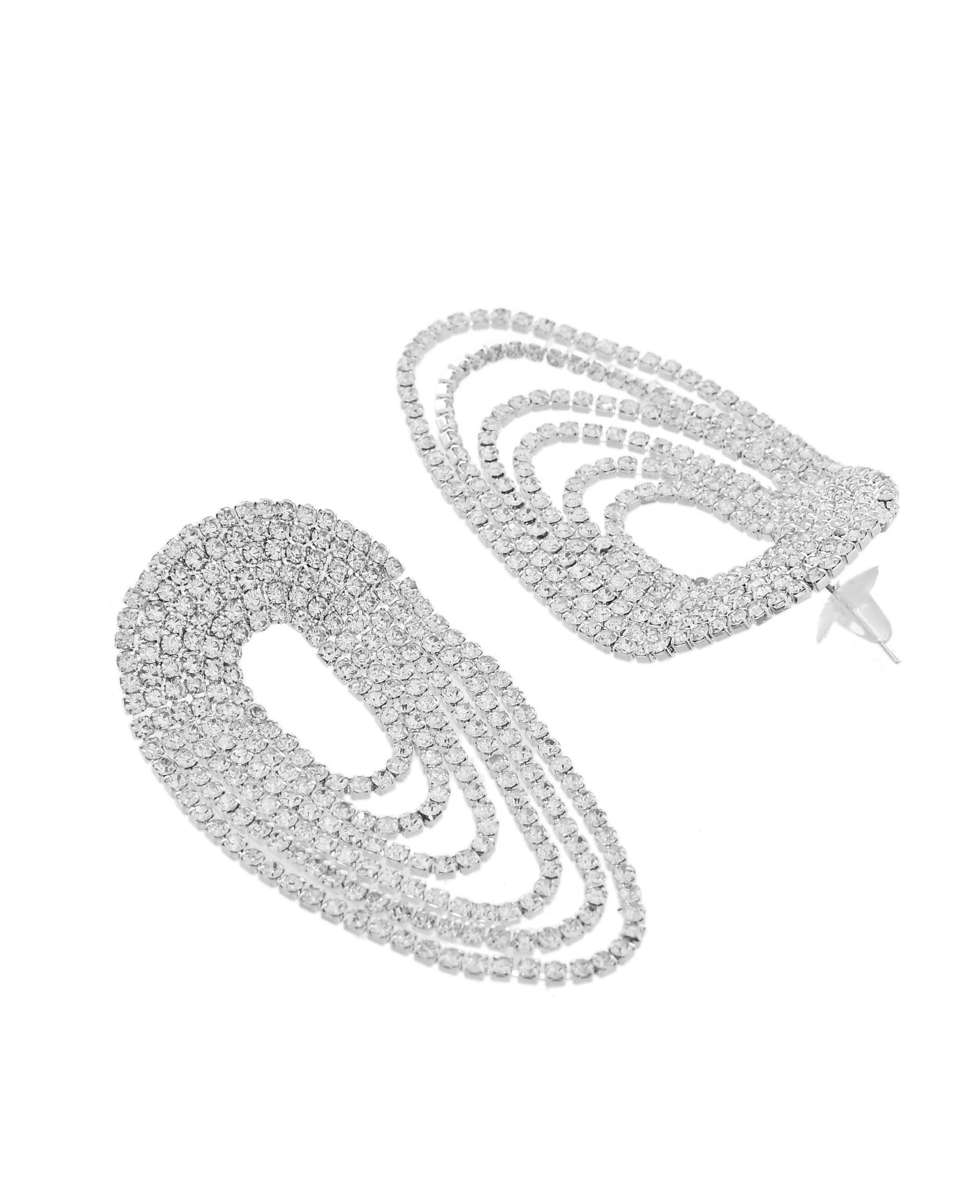 VOJ Silver-Plated Cubic Stone Studded Jewellery Set - Swadesiicart