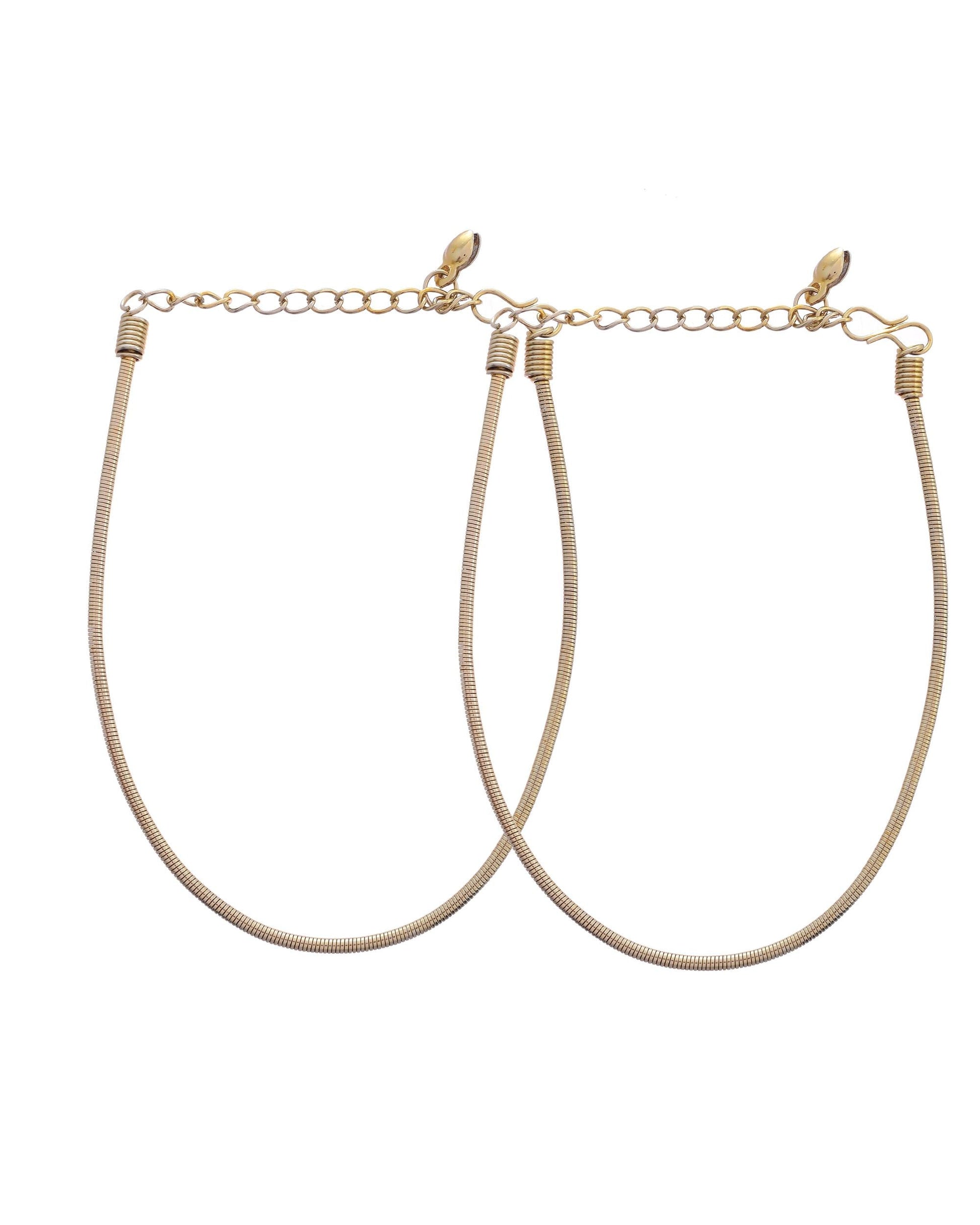 VOJ Set of 2 Copper Plated Snake Chain Anklet - Swadesiicart