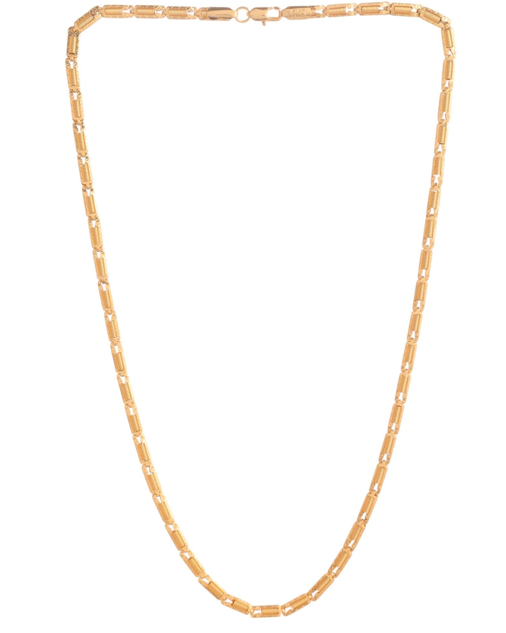 VOJ Men Gold Polished Textured Link Chain - Swadesiicart