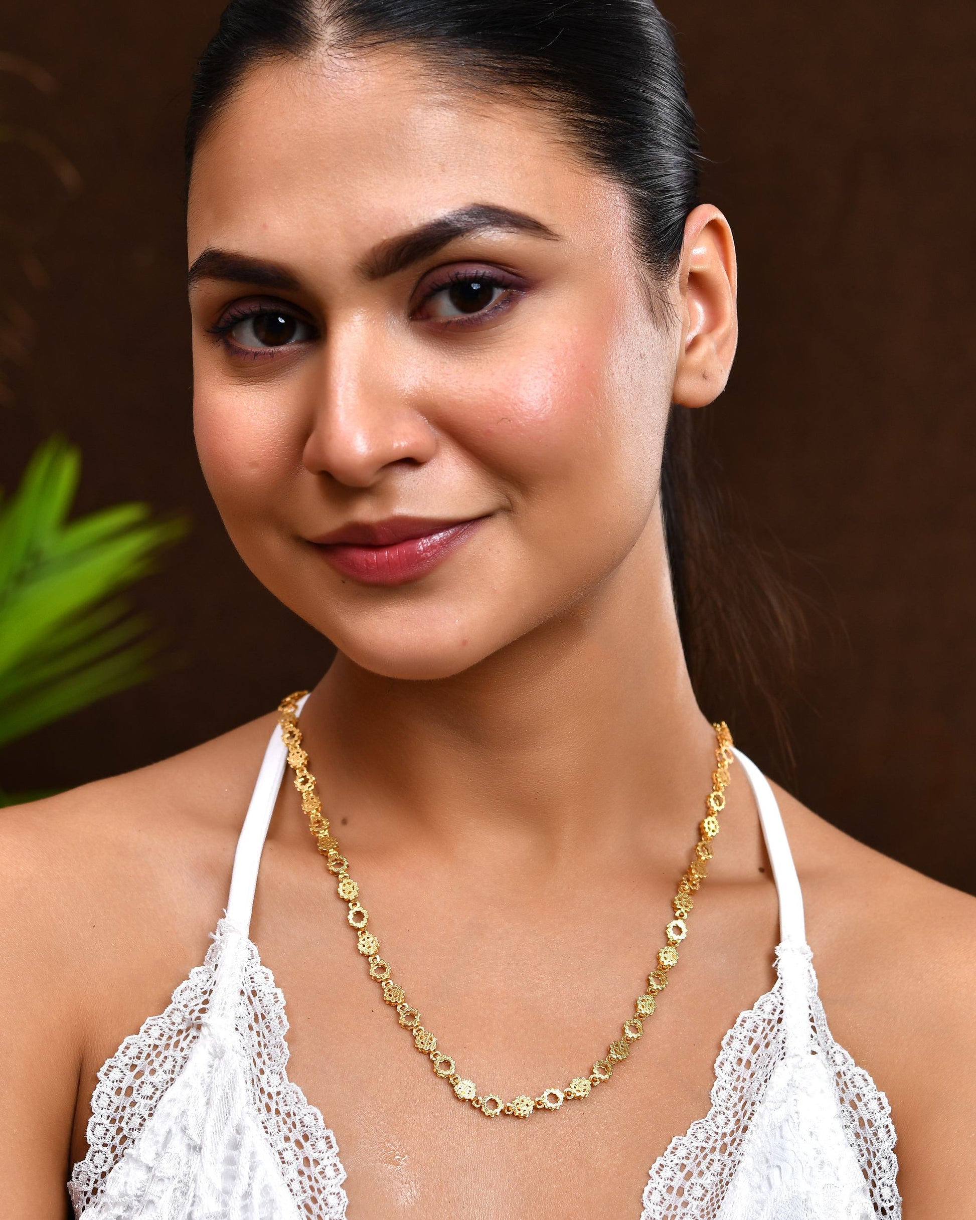 VOJ Gold Polished Geometric Shaped Stainless Steel Chain For Women - Swadesiicart