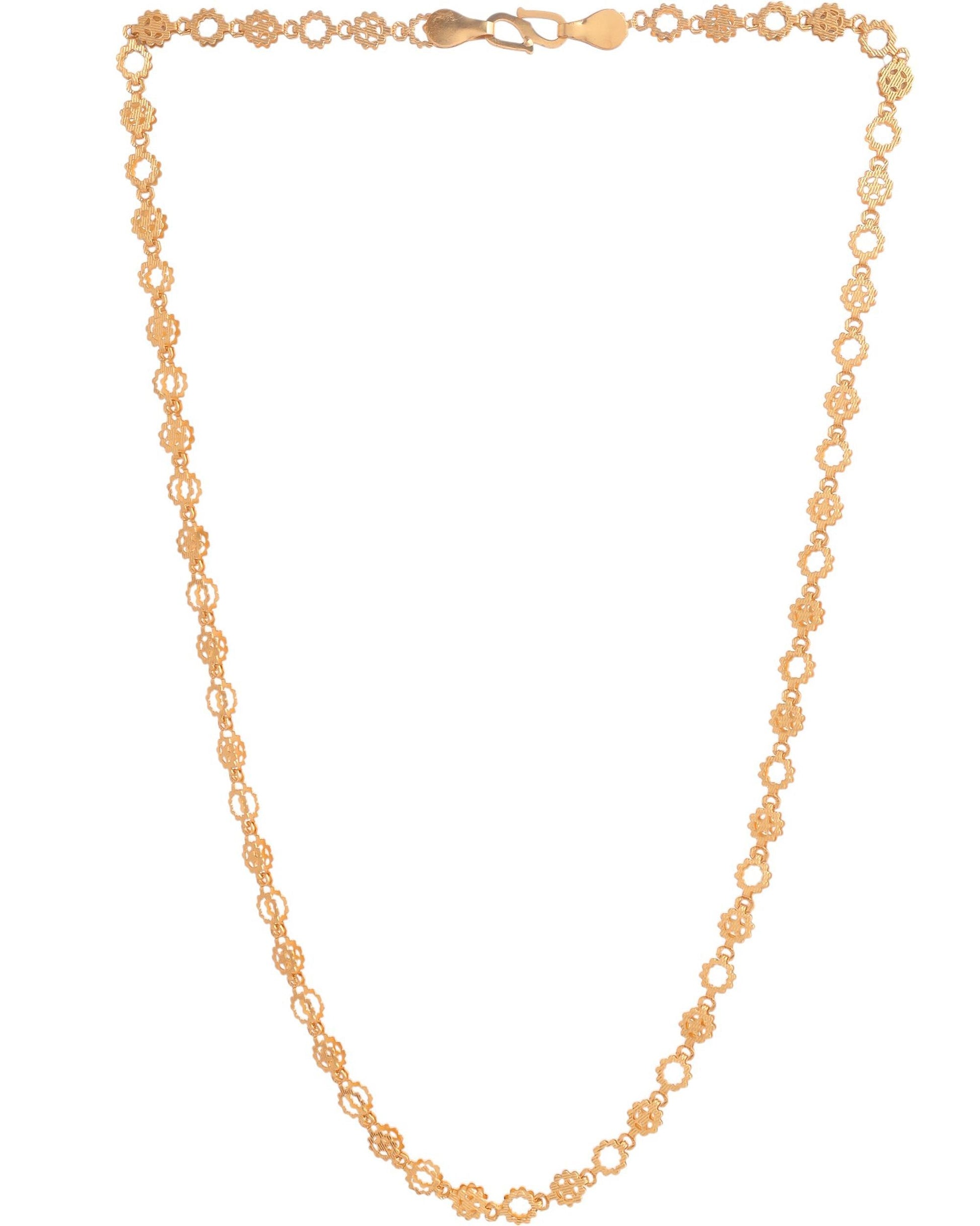 VOJ Gold Polished Geometric Shaped Stainless Steel Chain For Women - Swadesiicart