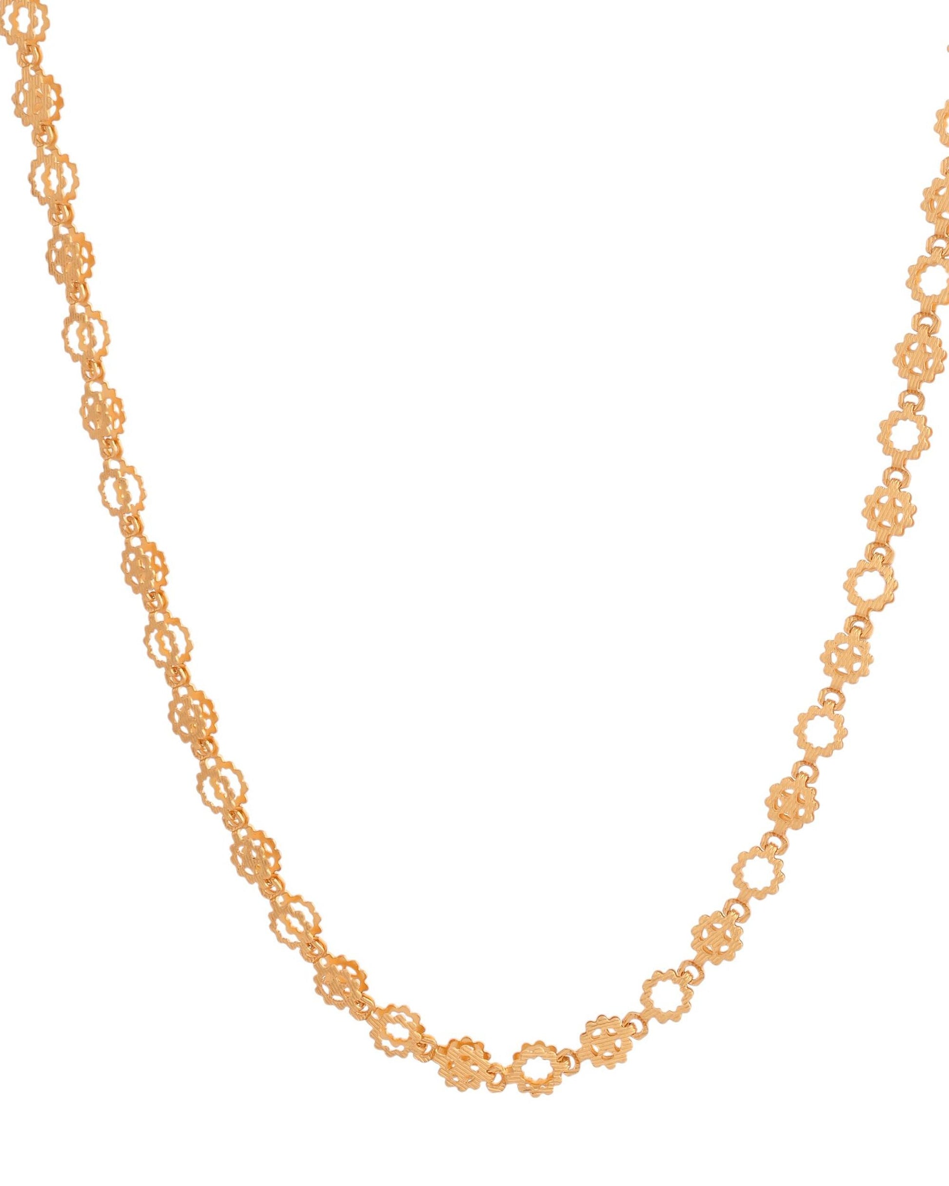 VOJ Gold Polished Geometric Shaped Stainless Steel Chain For Women - Swadesiicart