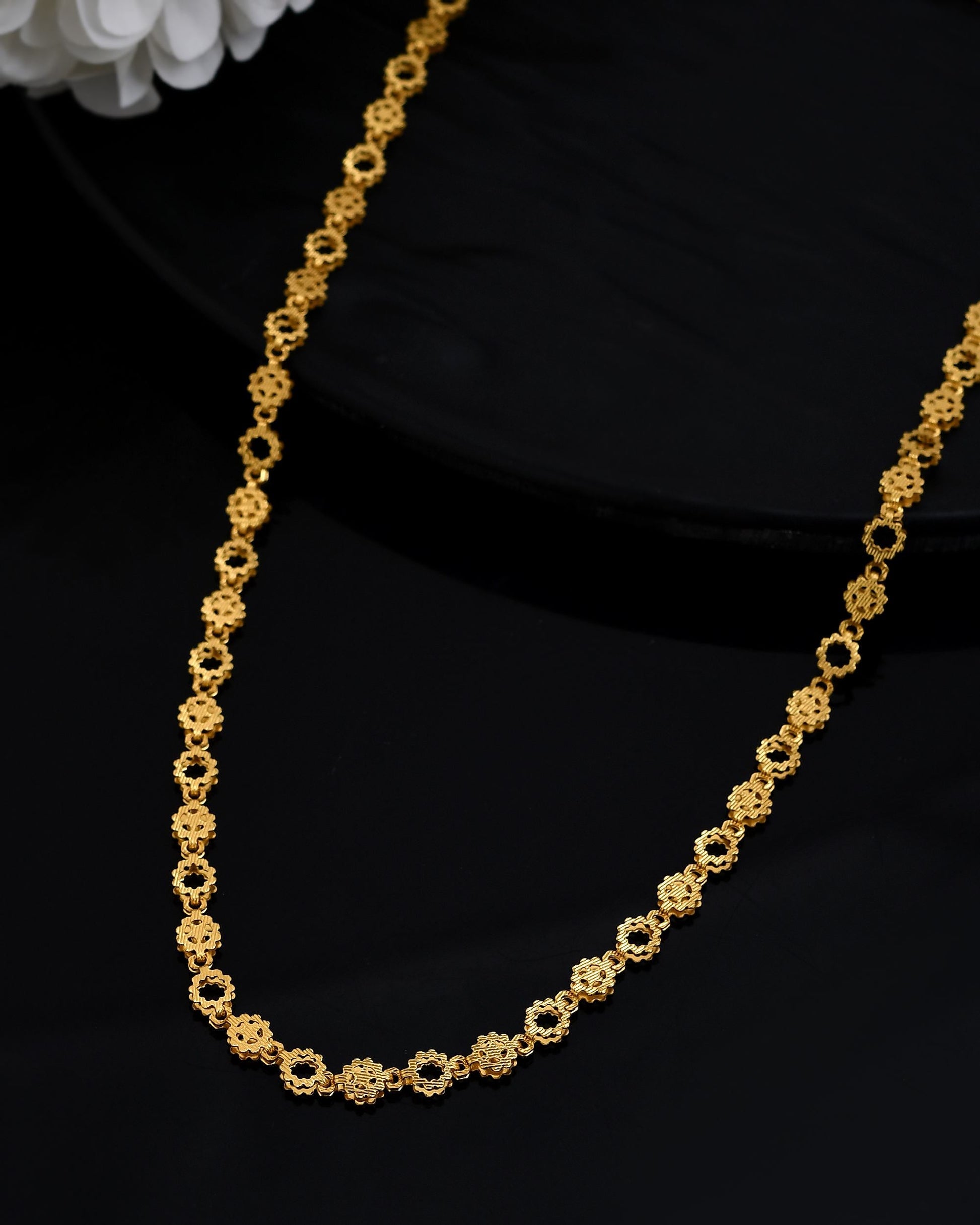 VOJ Gold Polished Geometric Shaped Stainless Steel Chain For Women - Swadesiicart