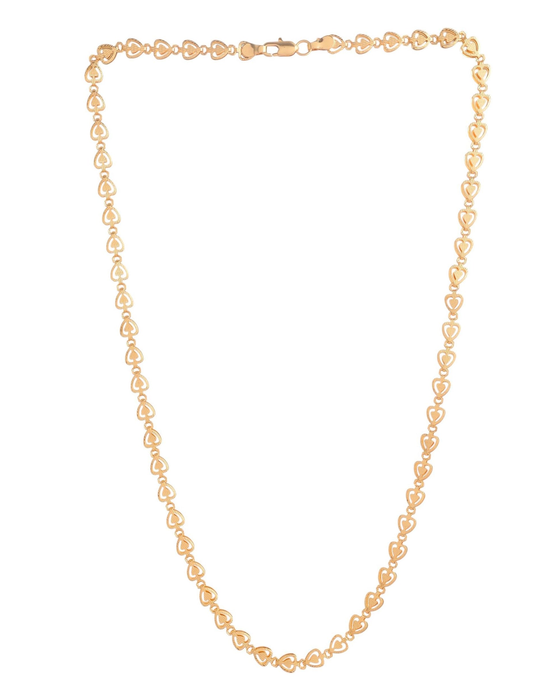 VOJ Gold Polished Heart Shaped Stainless Steel Chain For Women - Swadesiicart