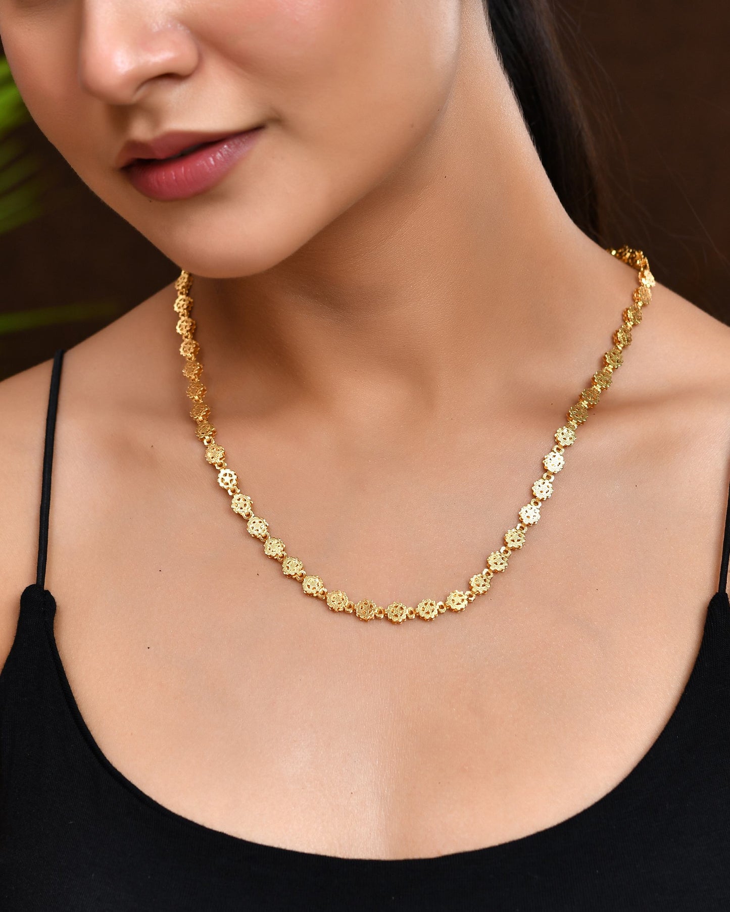 VOJ Women Gold Polished Geometric Shaped Stainless Steel Chain - Swadesiicart