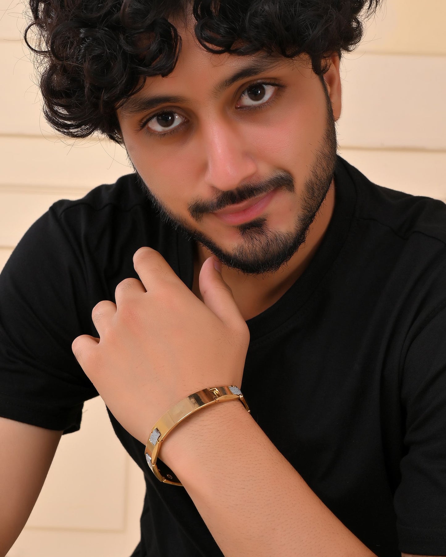 VOJ Men's Dual Toned Grid Bracelet - Swadesiicart