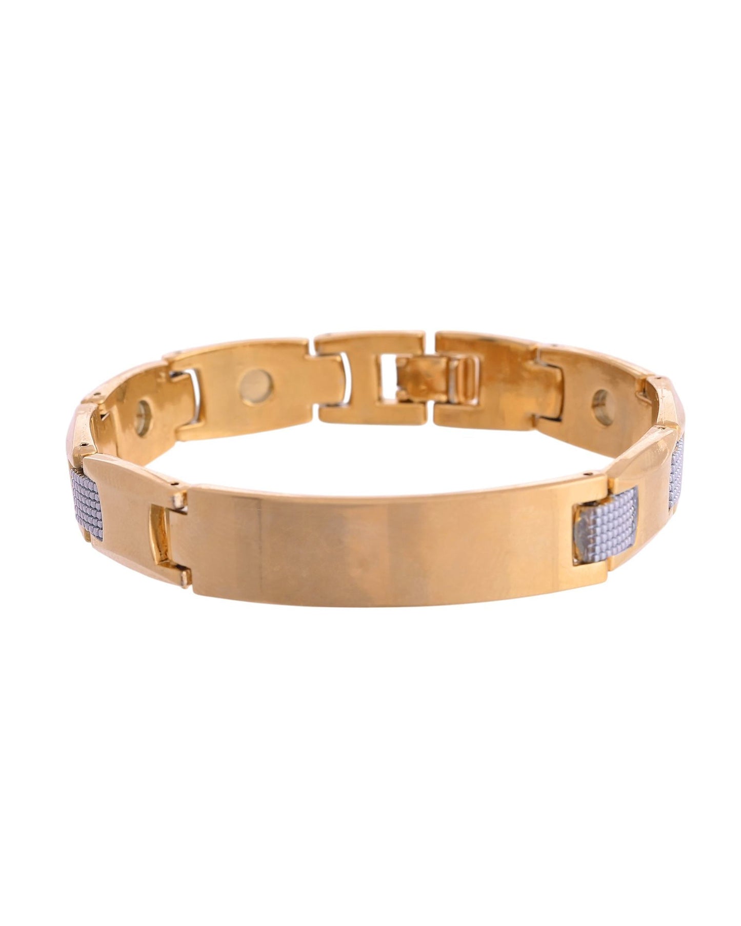 VOJ Men's Dual Toned Grid Bracelet - Swadesiicart