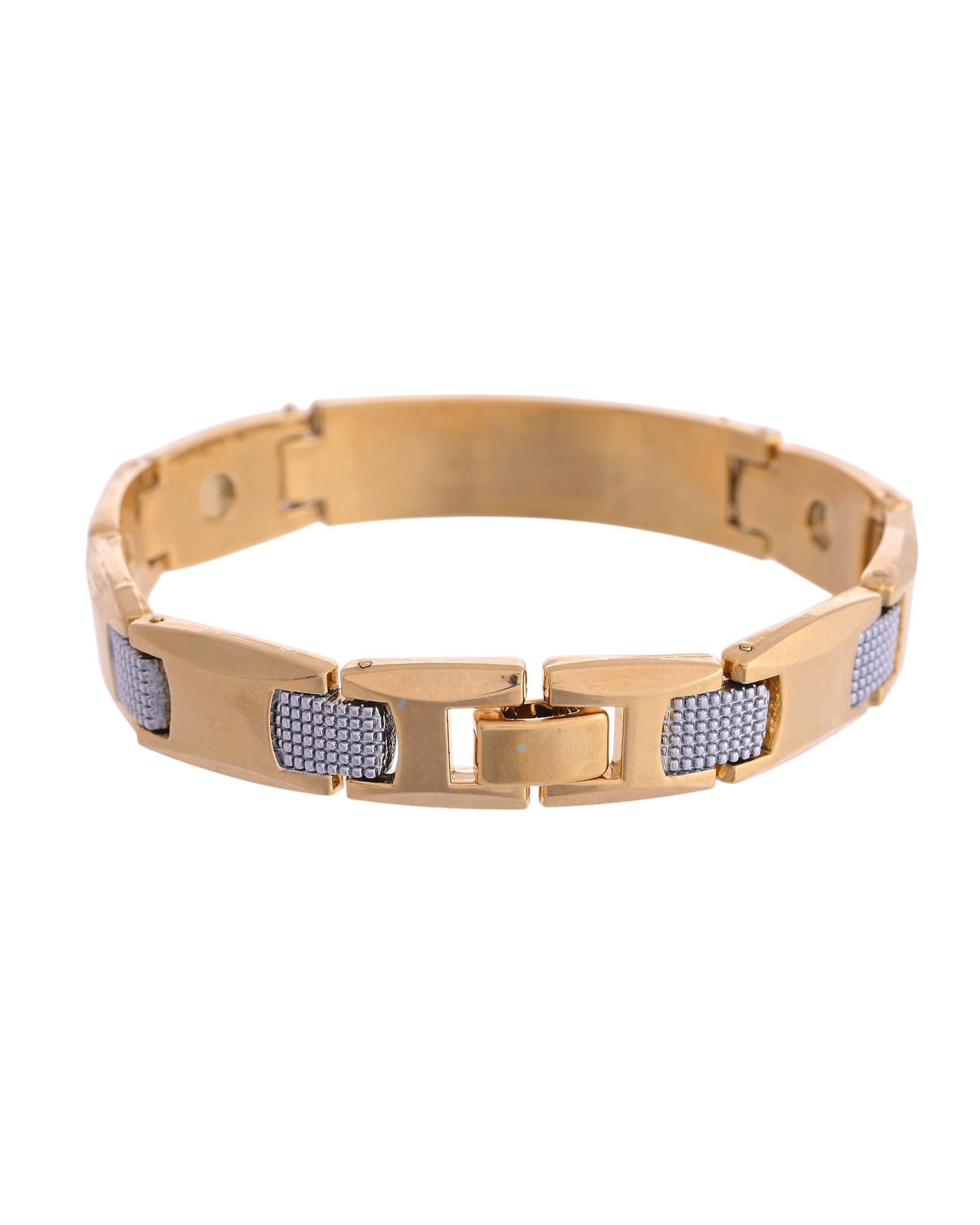 VOJ Men's Dual Toned Grid Bracelet - Swadesiicart