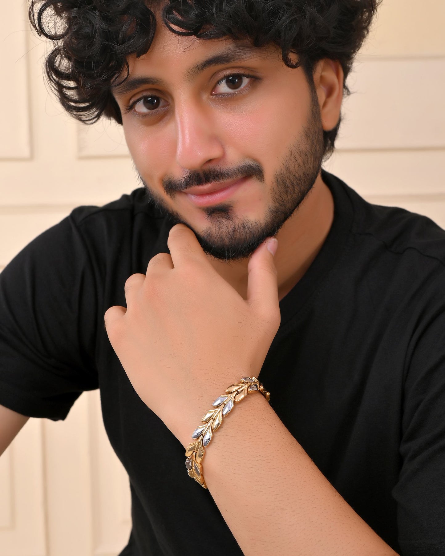 VOJ Gold Toned & Silver-Toned Stainless Steel Magnetic Wheat Chain Bracelet - Swadesiicart