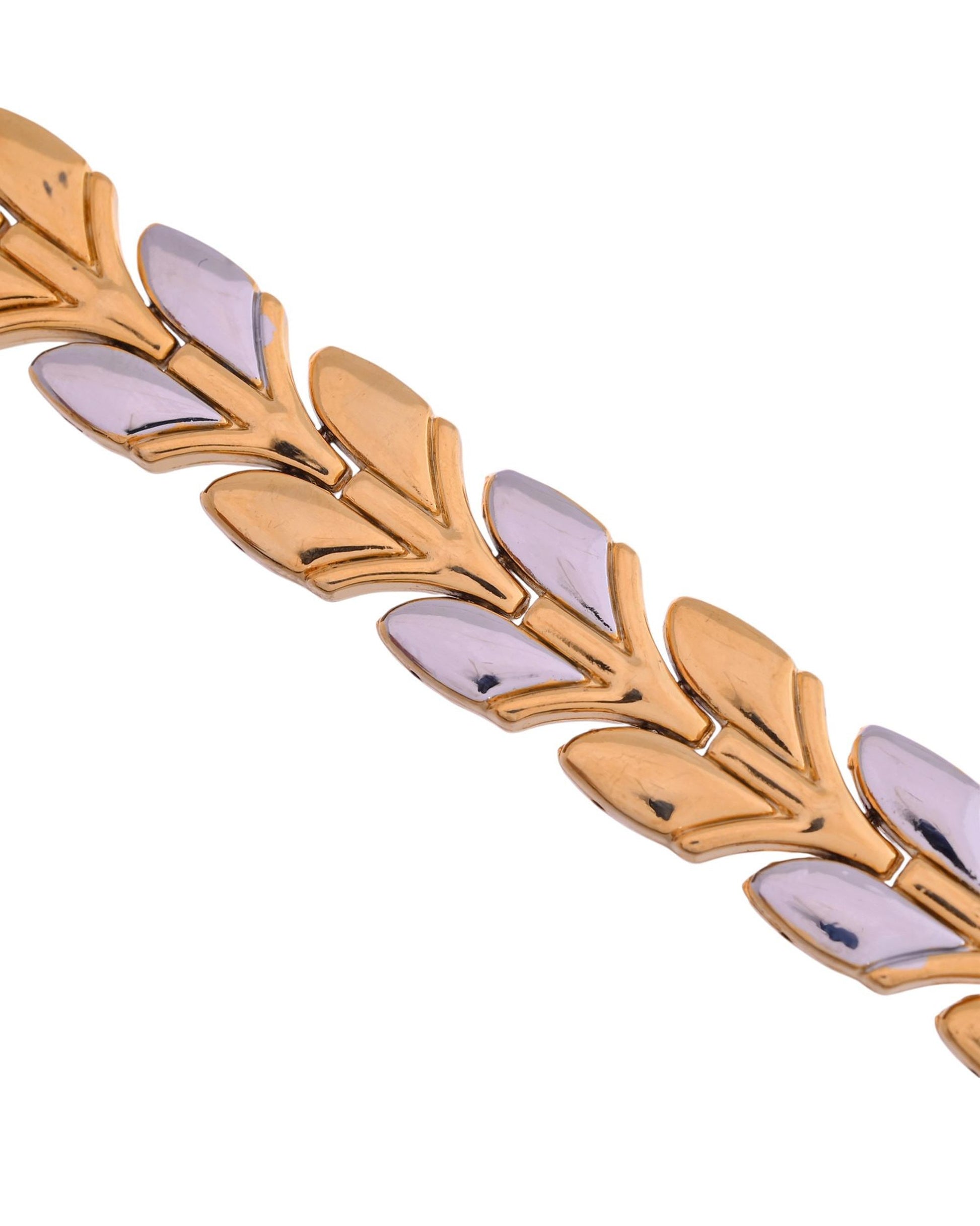VOJ Gold Toned & Silver-Toned Stainless Steel Magnetic Wheat Chain Bracelet - Swadesiicart