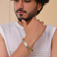 VOJ Men Silver & Gold-Toned Link Bio Energy Bracelet - Swadesiicart