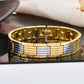 VOJ Men Silver & Gold-Toned Link Bio Energy Bracelet - Swadesiicart