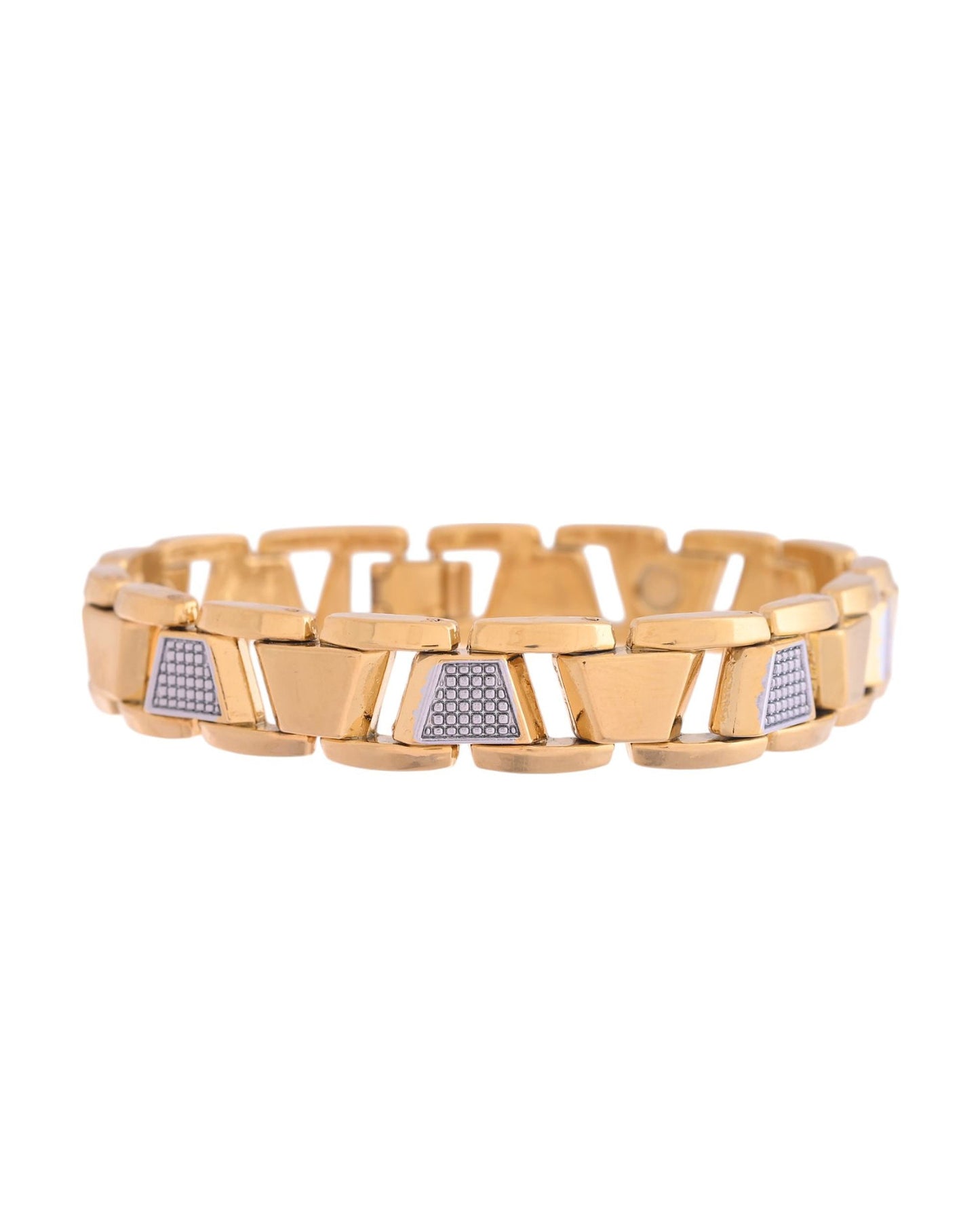 VOJ Stainless Steel Men's Gold Polished Link Bracelet - Swadesiicart