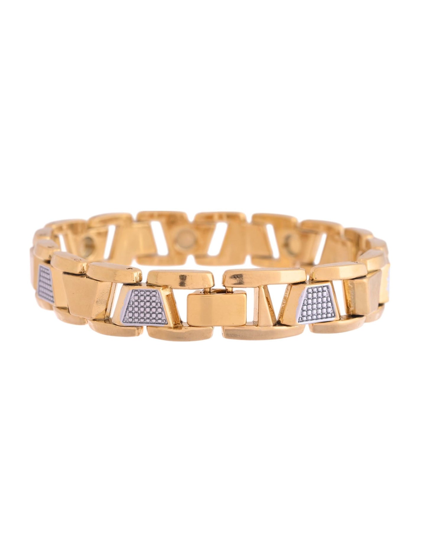 VOJ Stainless Steel Men's Gold Polished Link Bracelet - Swadesiicart