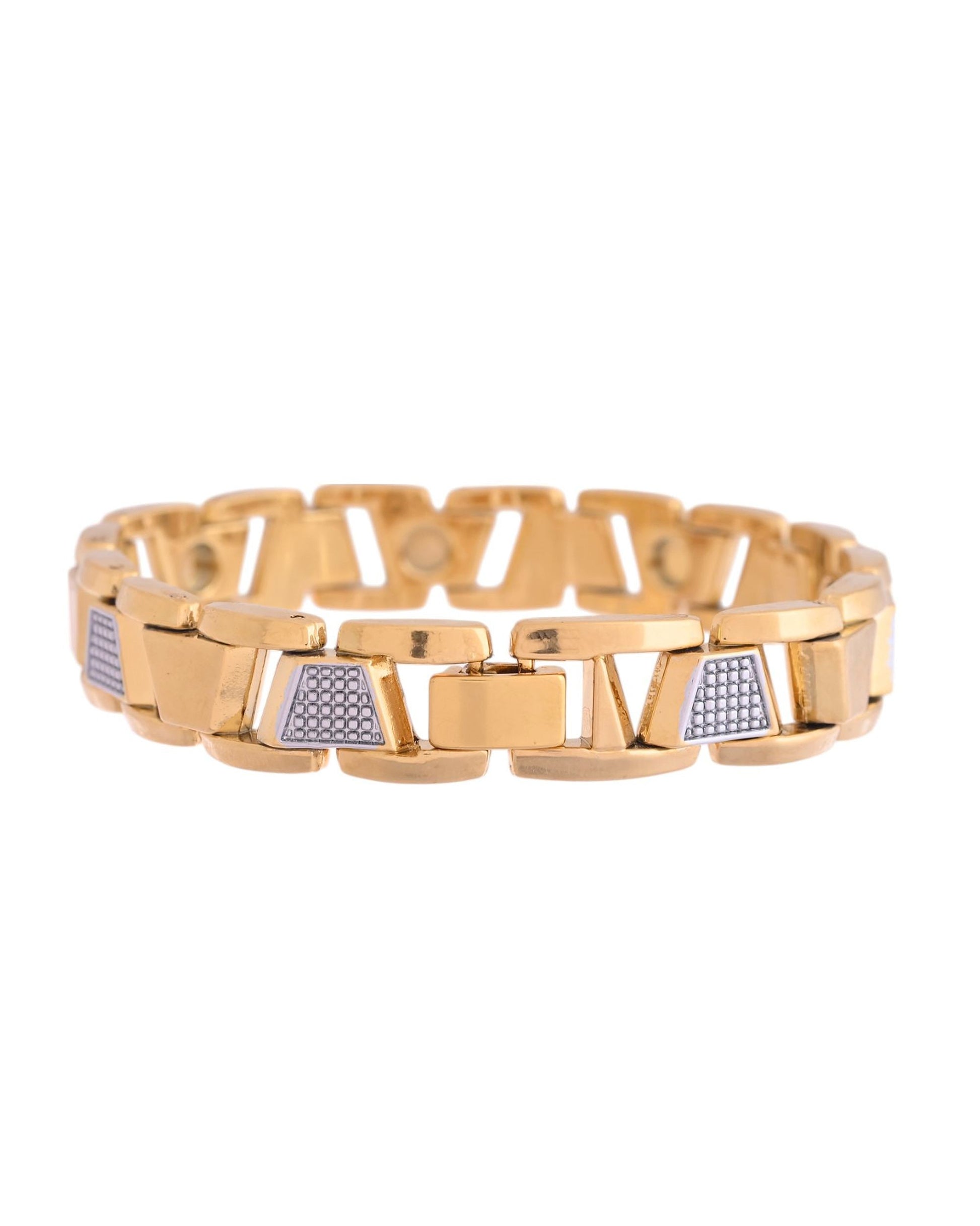 VOJ Stainless Steel Men's Gold Polished Link Bracelet - Swadesiicart