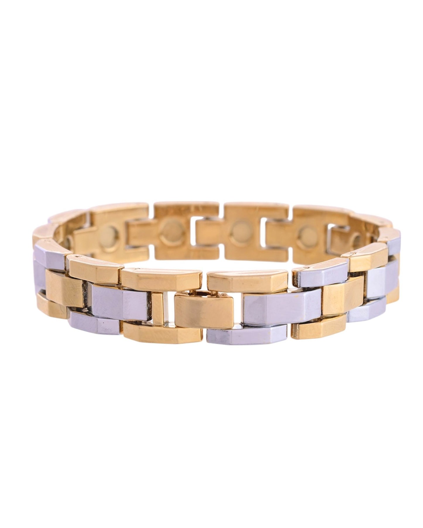 VOJ Magnetic Gold Stainless Steel Dual Color Bracelet For Men - Swadesiicart