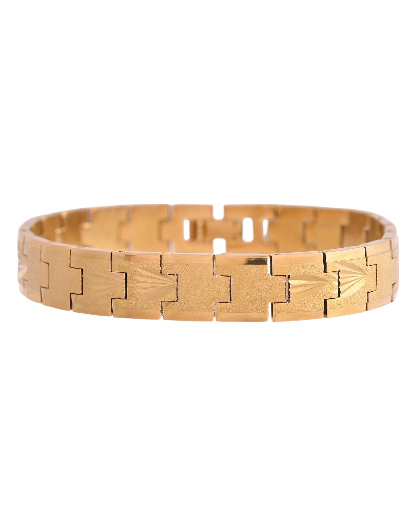VOJ Textured Gold Polished Men's Bracelet - Swadesiicart