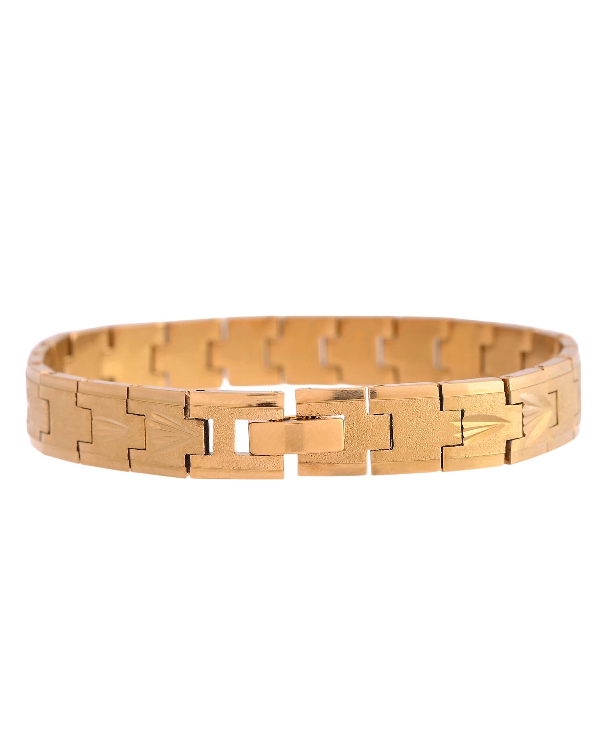 VOJ Textured Gold Polished Men's Bracelet - Swadesiicart
