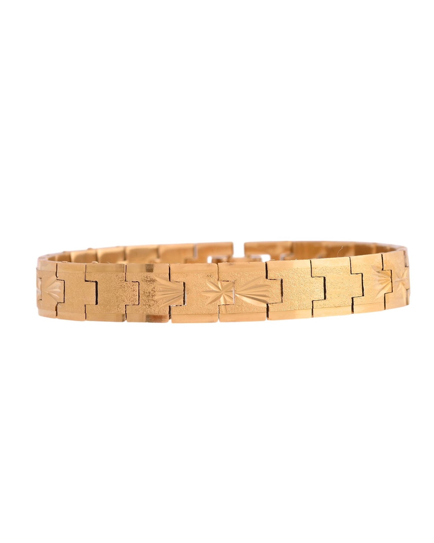 VOJ Stainless Steel Men's Gold Polished Textured Bracelet - Swadesiicart
