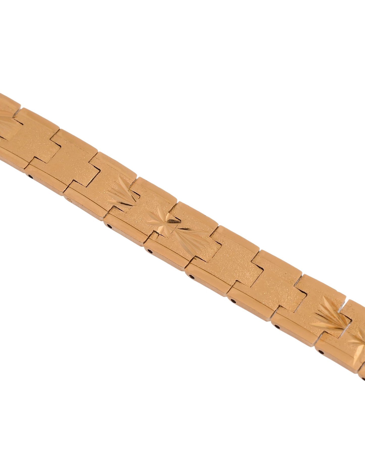 VOJ Stainless Steel Men's Gold Polished Textured Bracelet - Swadesiicart