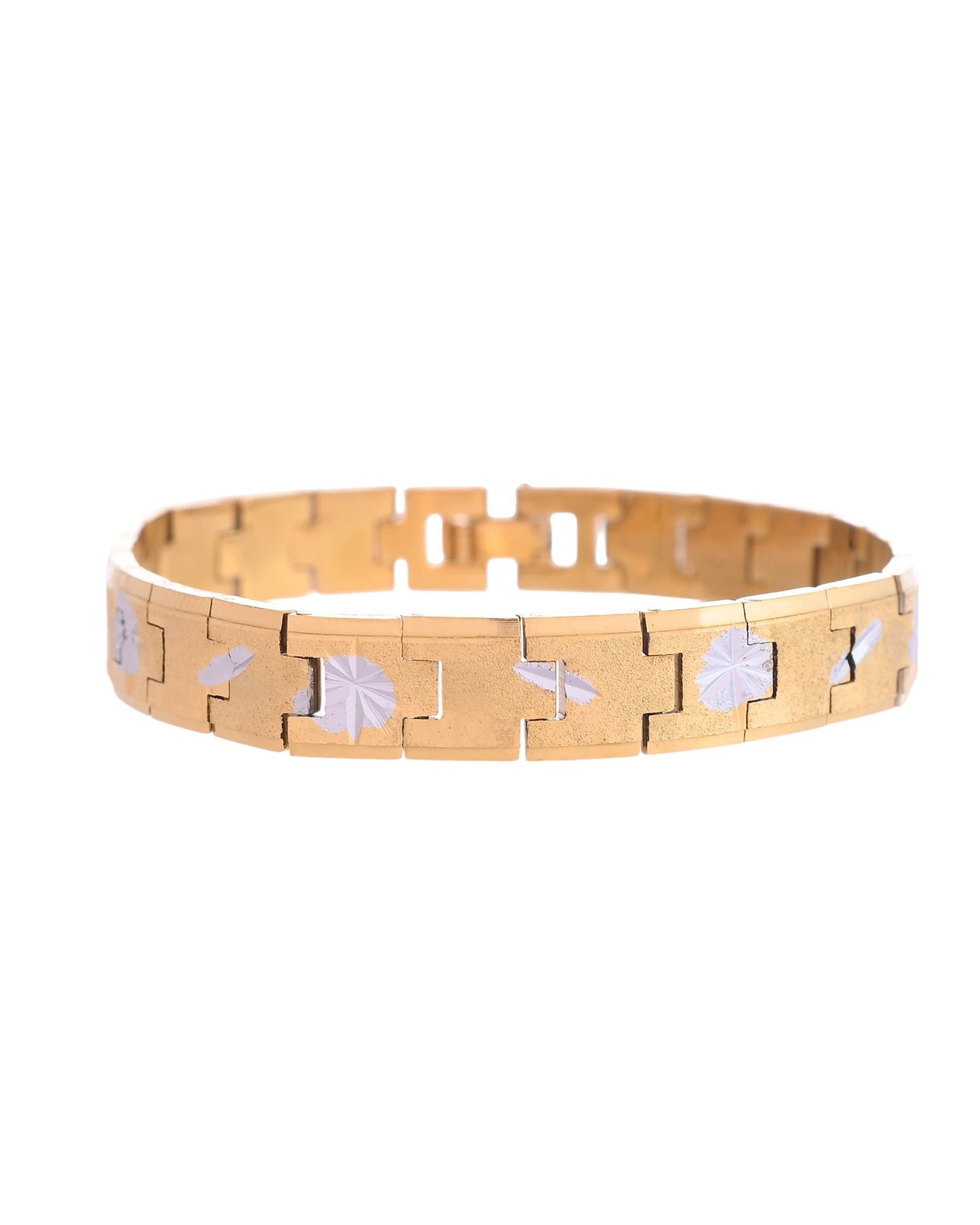 VOJ Gold And Silver Polished Textured Bracelet For Men - Swadesiicart
