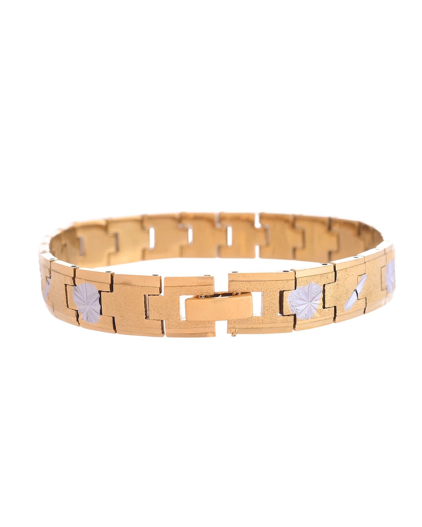 VOJ Gold And Silver Polished Textured Bracelet For Men - Swadesiicart