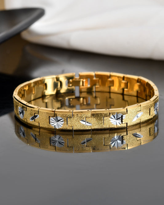 VOJ Gold And Silver Polished Textured Bracelet For Men - Swadesiicart