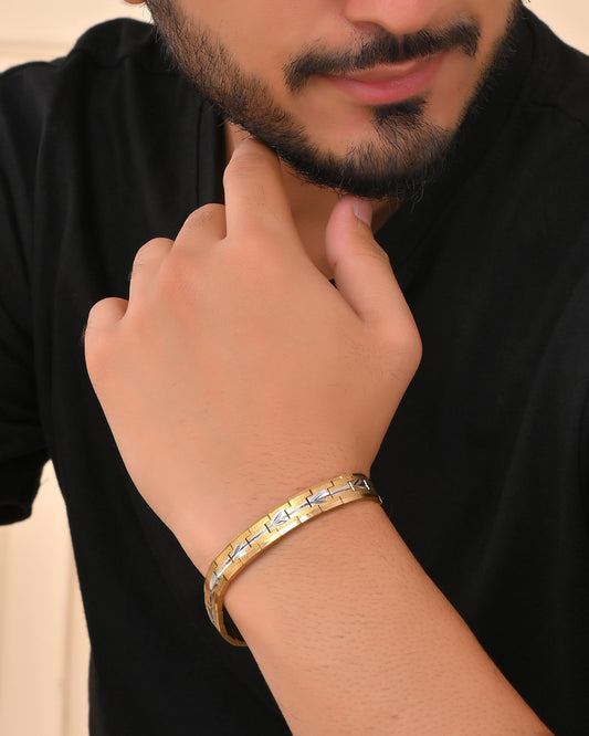 VOJ Textured Double Toned Men's Bracelet - Swadesiicart