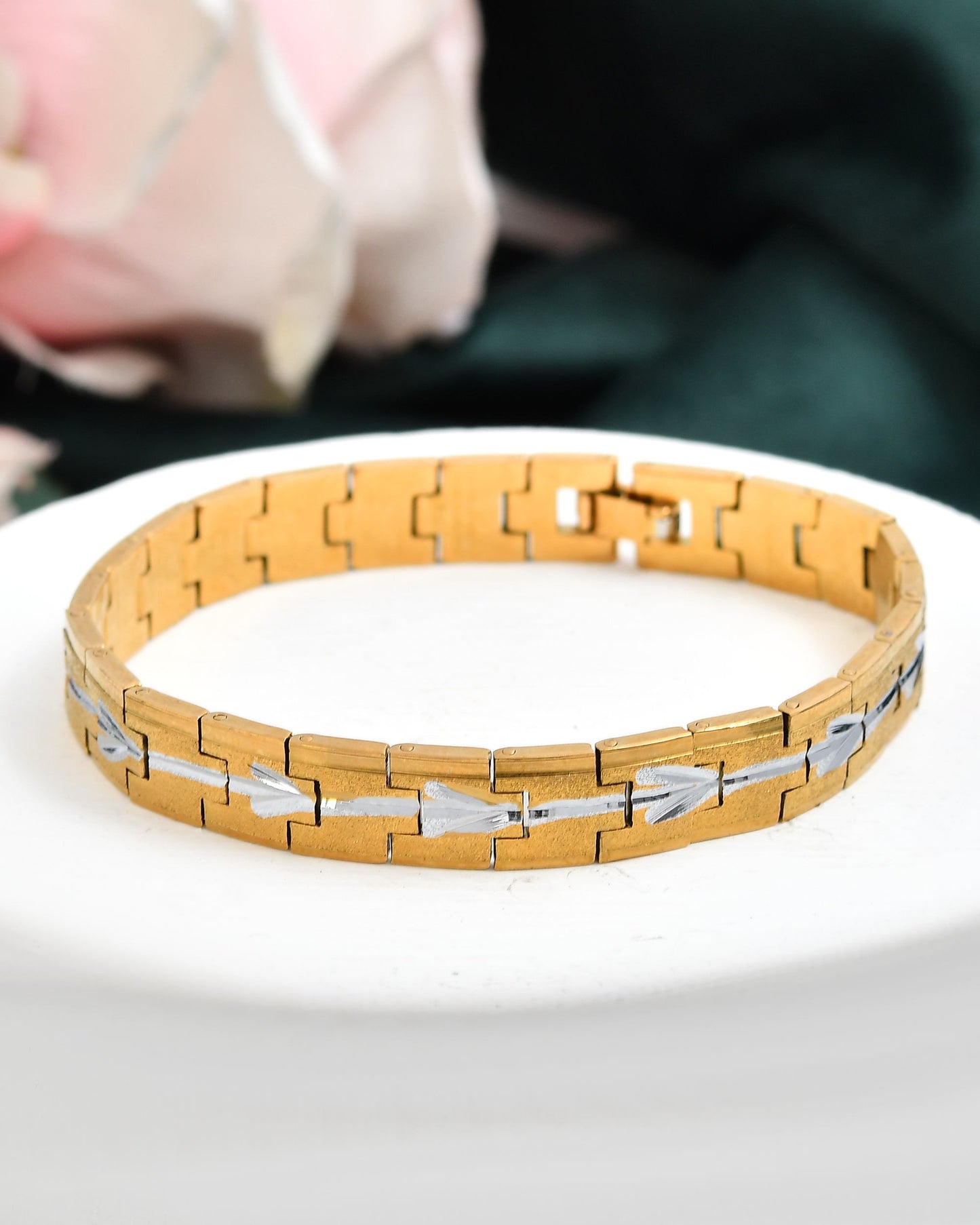 VOJ Textured Double Toned Men's Bracelet - Swadesiicart