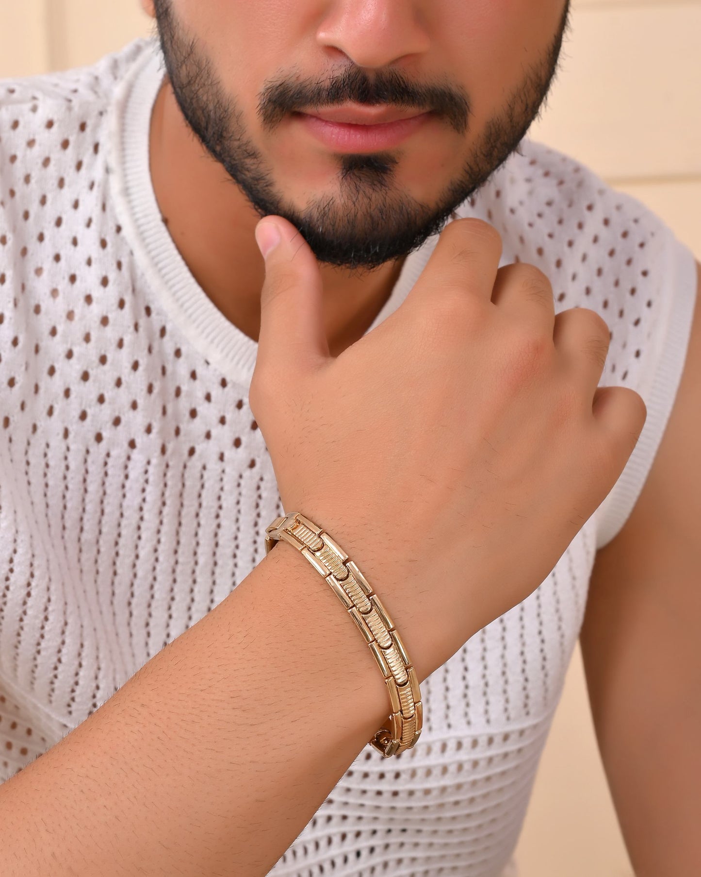 VOJ Stainless Steel Adjustable Titanium Magnetic Bracelets For Men - Swadesiicart