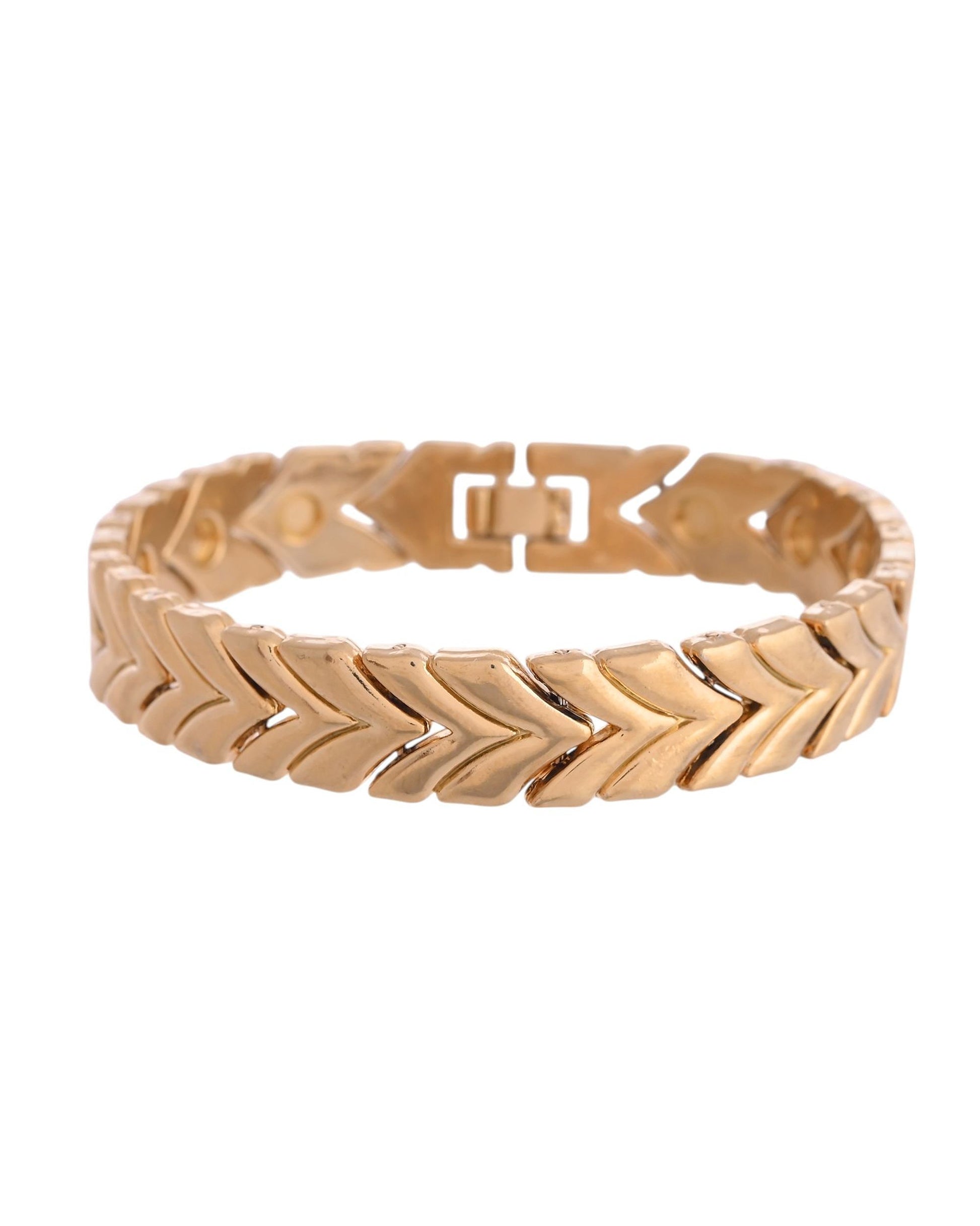 VOJ Gold Toned Magnetic Therapy Bracelet for Men - Swadesiicart