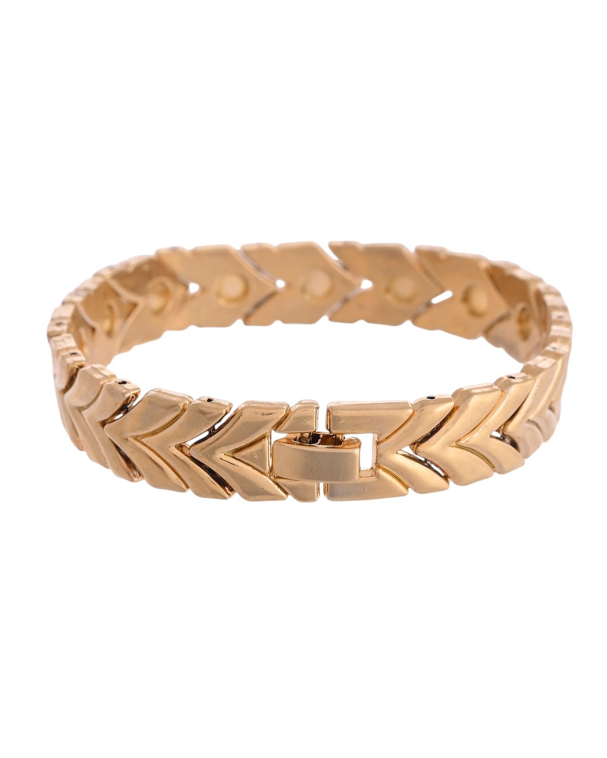 VOJ Gold Toned Magnetic Therapy Bracelet for Men - Swadesiicart