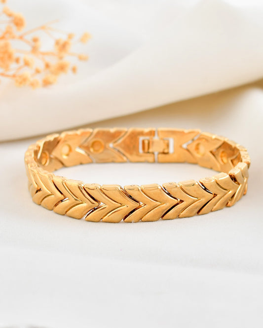 VOJ Gold Toned Magnetic Therapy Bracelet for Men - Swadesiicart