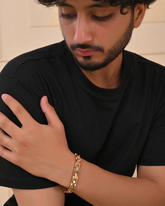 VOJ Golden Link Tungsten Magnetic Bracelet for Men - Swadesiicart