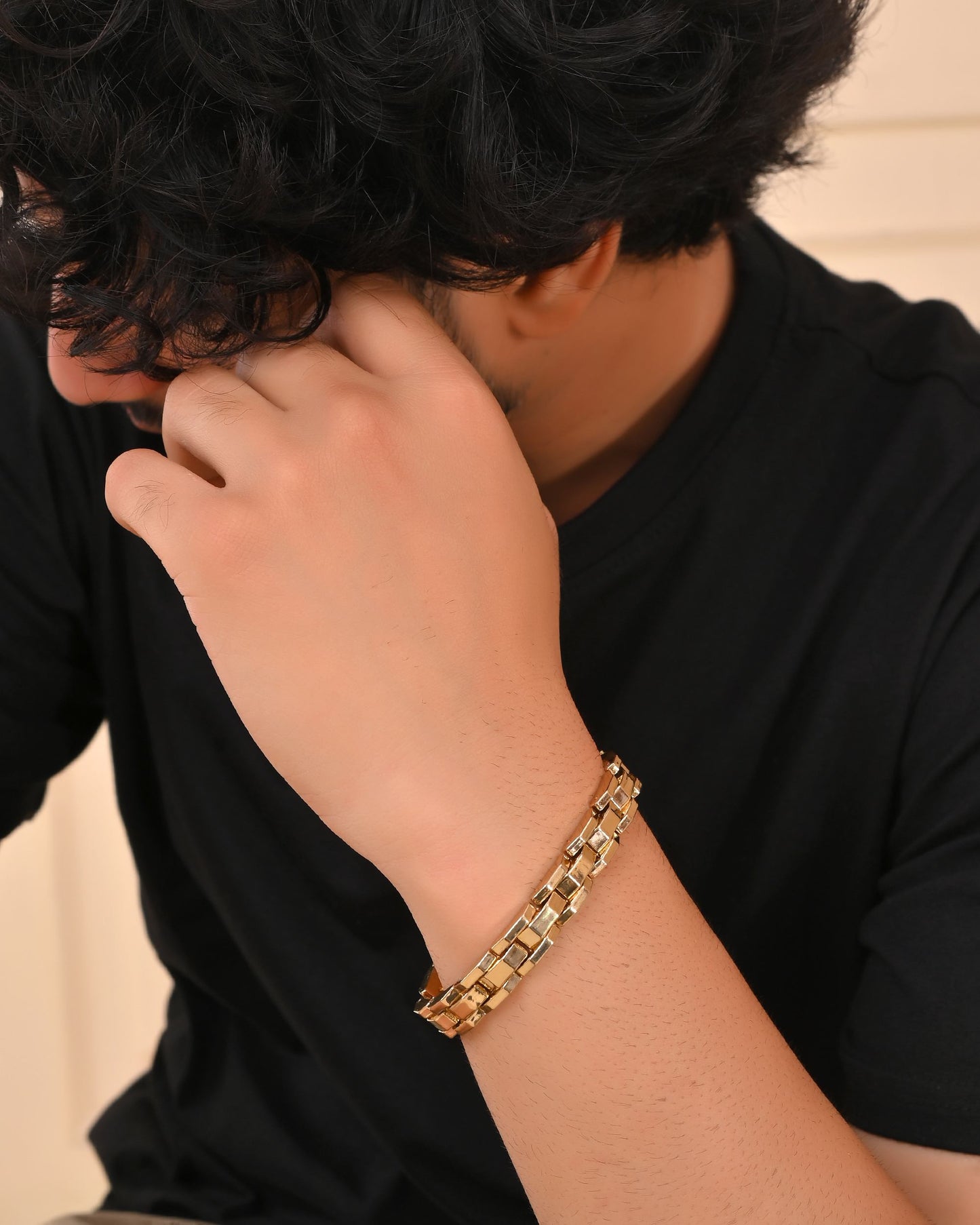 VOJ Golden Link Tungsten Magnetic Bracelet for Men - Swadesiicart