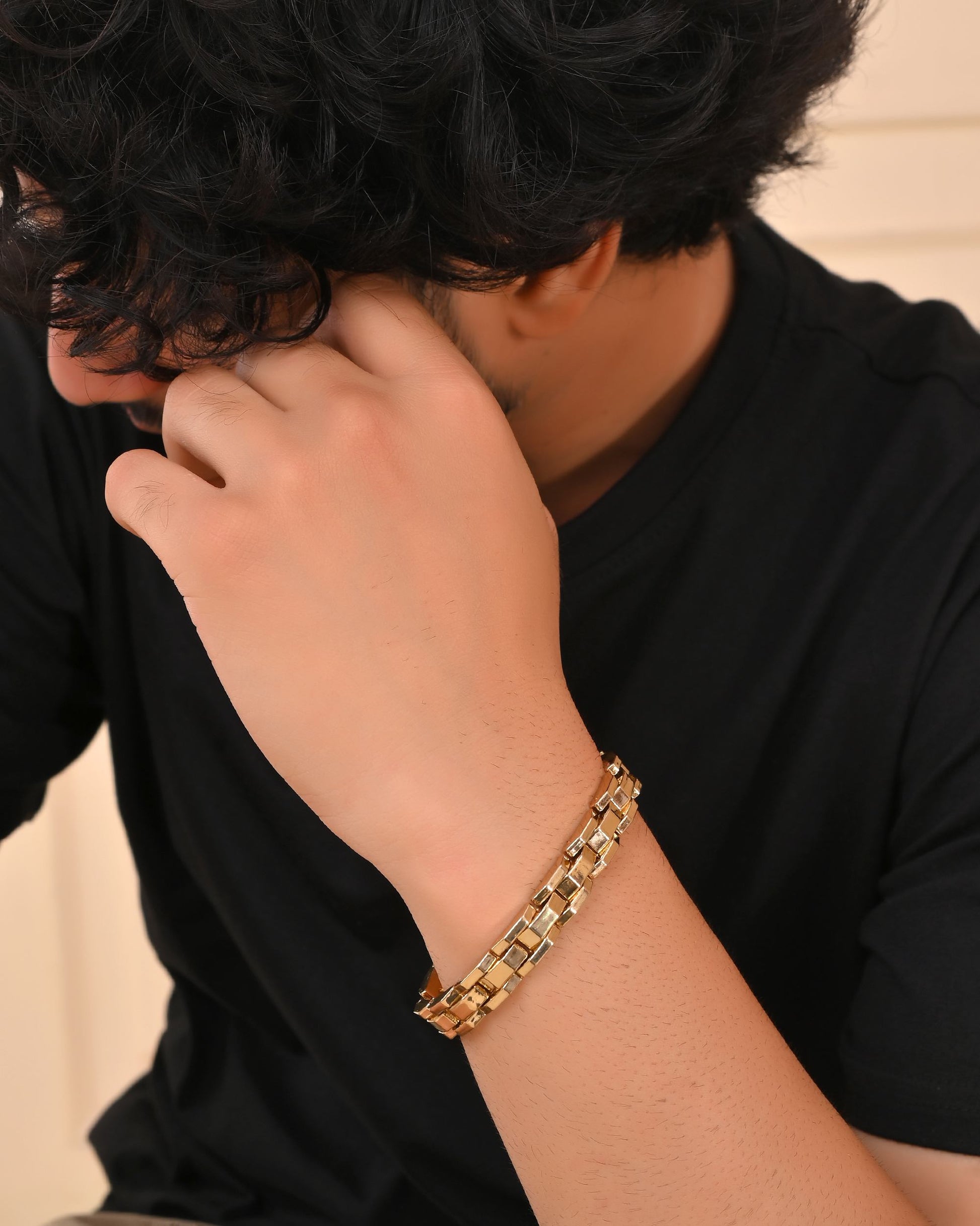 VOJ Golden Link Tungsten Magnetic Bracelet for Men - Swadesiicart