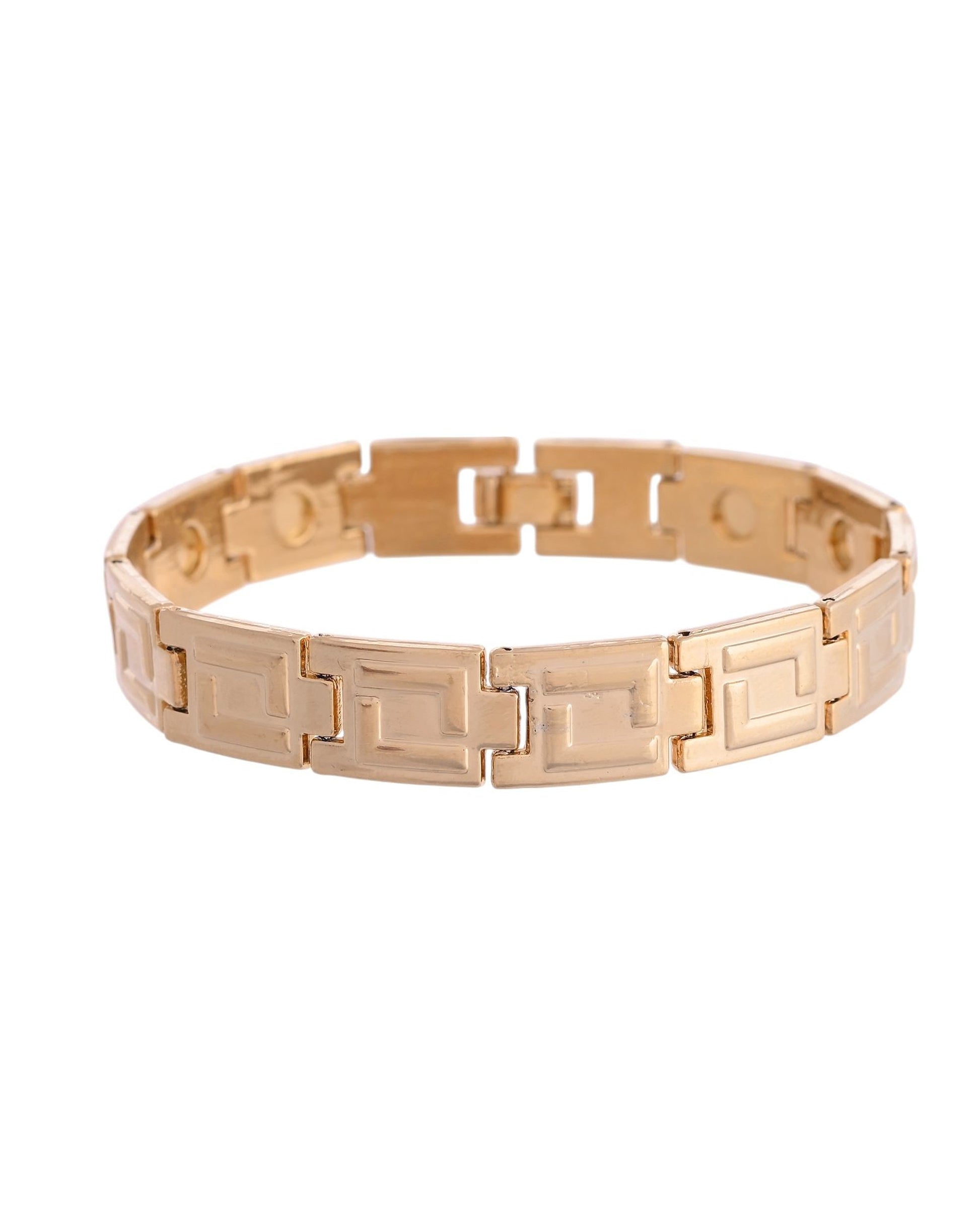 VOJ Men's Gold Polished Stainless Steel Link Bracelet - Swadesiicart