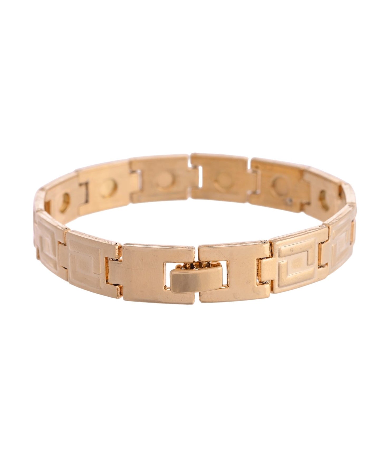 VOJ Men's Gold Polished Stainless Steel Link Bracelet - Swadesiicart